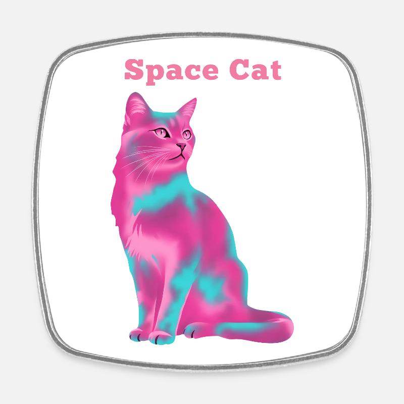 Space Cat - Square fridge magnet - white