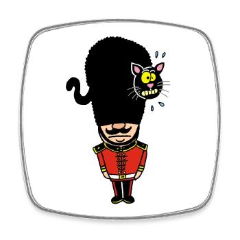 English Royal Guard and her cat - Square fridge magnet - white - Front