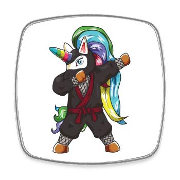 Dabbing Ninja Unicorn Martial Arts Black Belt Funn - Square fridge magnet - white - Front