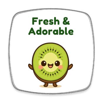 Kiwi Frisch Niedlich Kawaii - Viereckiger Kühlschrankmagnet - Weiß - Vorne