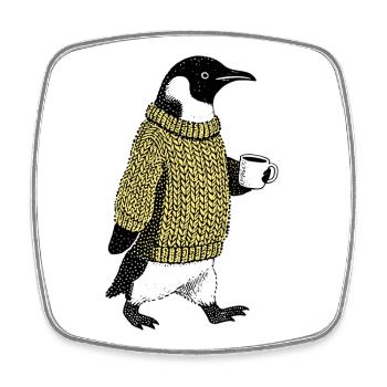 Coffee Penguin - Square fridge magnet - white - Front