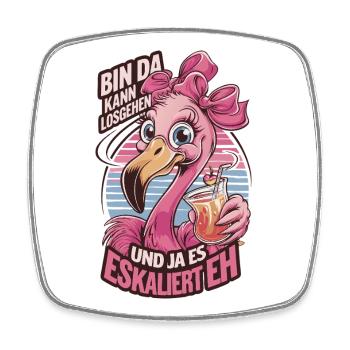 Party Flamingo Spruchmotiv mit Cocktail - Viereckiger Kühlschrankmagnet - Weiß - Vorne
