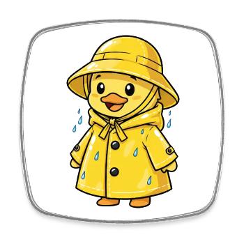Cute Cartoon Duck Rain Weather Water - Square fridge magnet - white - Front