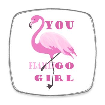 Flamingo Girl Style Statement - Square fridge magnet - white - Front