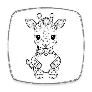 Giraffe with heart – cute animal motif - Square fridge magnet - white - Front
