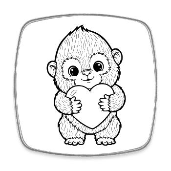 Süßer Affe mit Herz – Liebe Tier Illustration - Viereckiger Kühlschrankmagnet - Weiß - Vorne