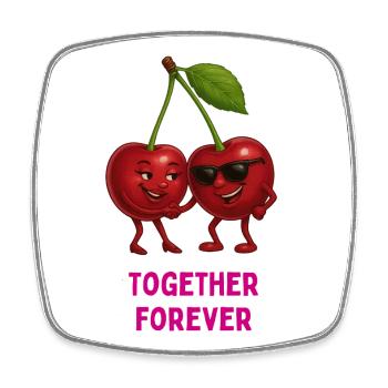 Cherry duo Together Forever - Square fridge magnet - white - Front