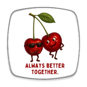 Cherry Couple – Strong Together - Square fridge magnet - white - Front