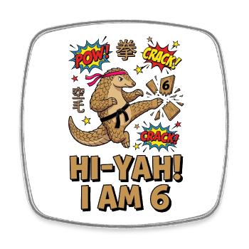 Hi-Yah I Am 6 Karate Pangolin - Viereckiger Kühlschrankmagnet - Weiß - Vorne