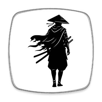 Schatten Krieger Samurai Strohhut - Viereckiger Kühlschrankmagnet - Weiß - Vorne