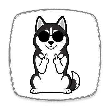 Husky mit Sonnenbrillen Icon - Viereckiger Kühlschrankmagnet - Weiß - Vorne