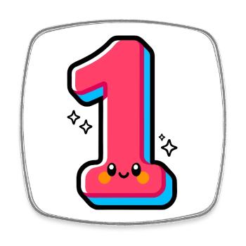 Nummer 1 Happy Pink Illustrated - Viereckiger Kühlschrankmagnet - Weiß - Vorne