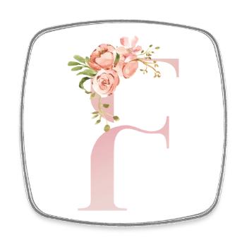 F florale pastel romantique - Magnet carré - blanc - Devant