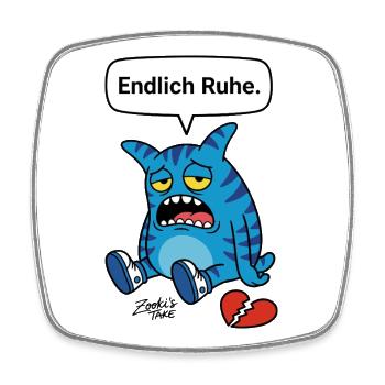 Peace at last. Separation, heartache? Zooki Monster - Square fridge magnet - white - Front