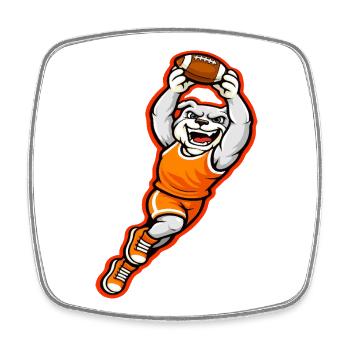 Bulldog Football Touchdown-Maskottchen - Viereckiger Kühlschrankmagnet - Weiß - Vorne