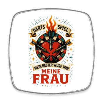 Darts Spiel Liebe Frau, mein bester Wurf Schatz - Viereckiger Kühlschrankmagnet - Weiß - Vorne