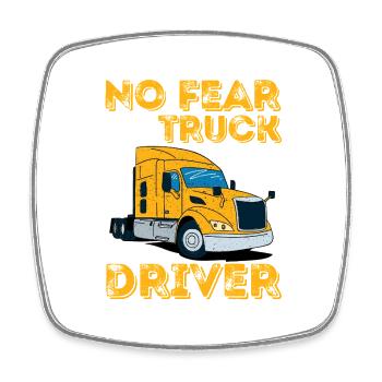 Art rétro de semi-remorque No Fear Truck Driver - Magnet carré - blanc - Devant