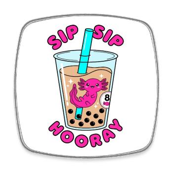 Sip Sip Hooray 8. Geburtstag Axolotl Bubble Tea - Viereckiger Kühlschrankmagnet - Weiß - Vorne