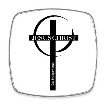 Jesus Christ Großschrift Logo - Viereckiger Kühlschrankmagnet - Weiß - Vorne