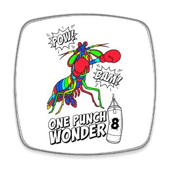 One Punch Wonder 8. Geburtstag Fangschreckenkrebs - Viereckiger Kühlschrankmagnet - Weiß - Vorne