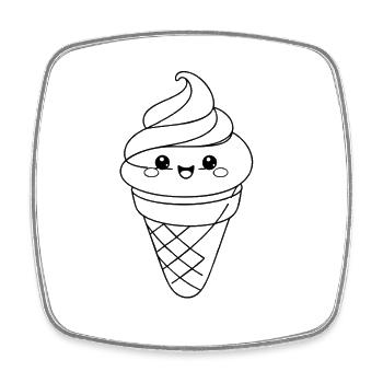 Softeis Eiscreme Icon Minimal Statement - Viereckiger Kühlschrankmagnet - Weiß - Vorne