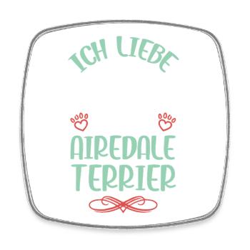 Ich Liebe Meinen Airedale Terrier - Viereckiger Kühlschrankmagnet - Weiß - Vorne