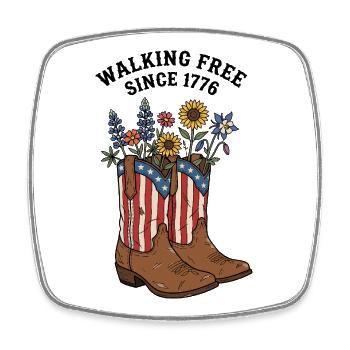 Walking Free Since 1776 Stiefel - Viereckiger Kühlschrankmagnet - Weiß - Vorne