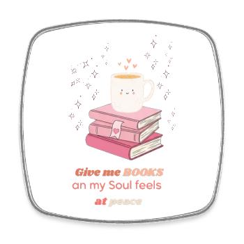 Give me books - Square fridge magnet - white - Front