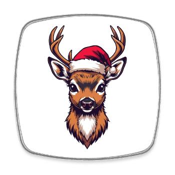 Reindeer with Santa hat - Square fridge magnet - white - Front
