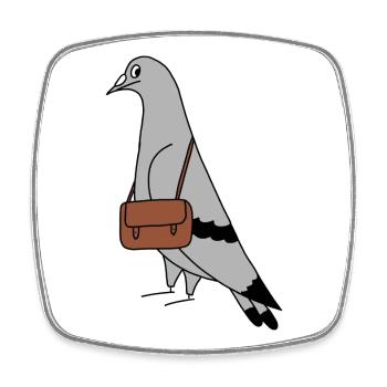 Pigeon with Bag – Urban Minimal Illustration - Viereckiger Kühlschrankmagnet - Weiß - Vorne