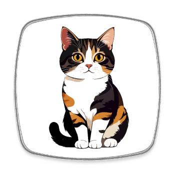 Calico Cat Portrait Illustration Kitten - Square fridge magnet - white - Front