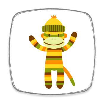 Funny Sock Monkey Colorful Striped Monkey Kids - Square fridge magnet - white - Front