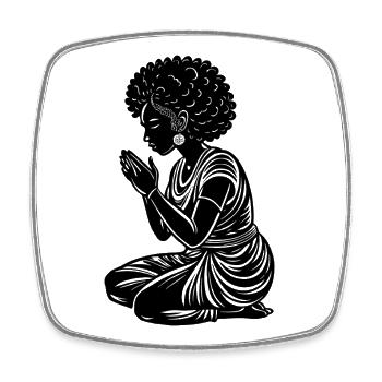 Afro-Frau betet - Viereckiger Kühlschrankmagnet - Weiß - Vorne