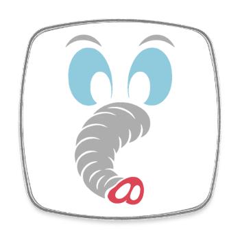 Éléphant | Déguisement de carnaval en costume de grand visage - Magnet carré - blanc - Devant