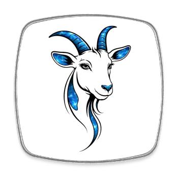 Ziege Lineart Blau – Modernes Tiermotiv - Viereckiger Kühlschrankmagnet - Weiß - Vorne