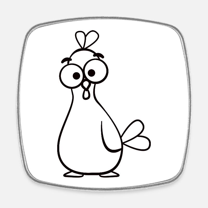Illustration de poulet de dessin animé Odd - Magnet carré - blanc