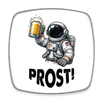 Astronaut mit Bierglas - Viereckiger Kühlschrankmagnet - Weiß - Vorne