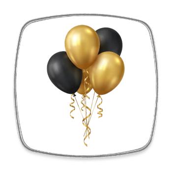 Luftballons Schwarz Gold - Party Geburtstag Elemen - Viereckiger Kühlschrankmagnet - Weiß - Vorne