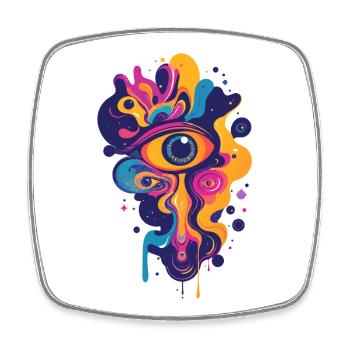 colorful psychedelic art graphic LSD color drops - Square fridge magnet - white - Front