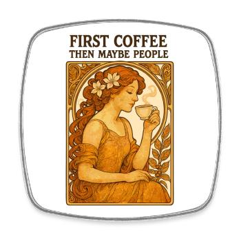 First Coffee Then People Vintage Pinup Gift - Square fridge magnet - white - Front