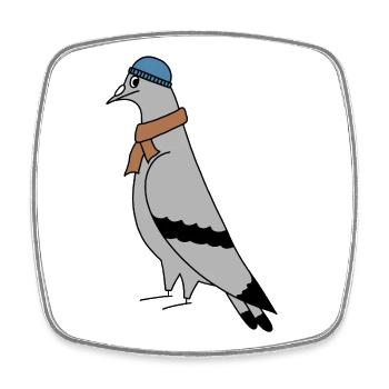 Pigeon Beanie Scarf – Urban Minimal Illustration - Viereckiger Kühlschrankmagnet - Weiß - Vorne