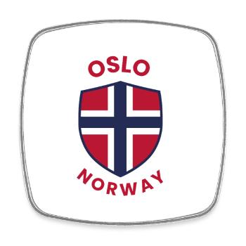Bouclier de Norvège d’Oslo avec drapeau - Magnet carré - blanc - Devant