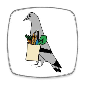 Pigeon Grocery Bag – Urban Minimal Illustration - Viereckiger Kühlschrankmagnet - Weiß - Vorne