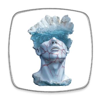surreal marble statue bust - Square fridge magnet - white - Front