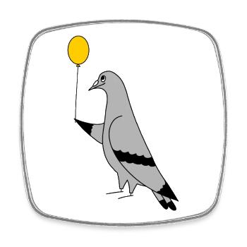 Pigeon with Balloon – Urban Minimal Art - Viereckiger Kühlschrankmagnet - Weiß - Vorne