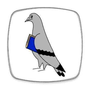 Pigeon with Book – Minimal Urban Illustration - Viereckiger Kühlschrankmagnet - Weiß - Vorne