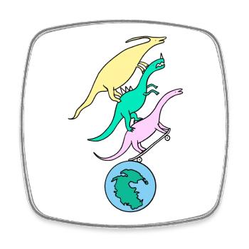 Skater_Dinos - Viereckiger Kühlschrankmagnet - Weiß - Vorne