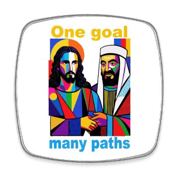 One Goal Many Paths Pop Art Duo - Square fridge magnet - white - Front