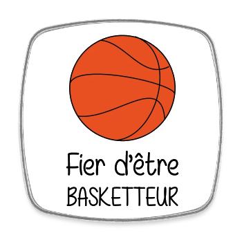 Stolz, Basketballspieler zu sein - Viereckiger Kühlschrankmagnet - Weiß - Vorne