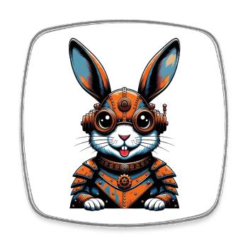 Steampunk-Hase in Orange Gear - Viereckiger Kühlschrankmagnet - Weiß - Vorne